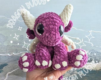 Custom Crochet Dragon Plushie: Chenille Amigurumi, Personalized Colors