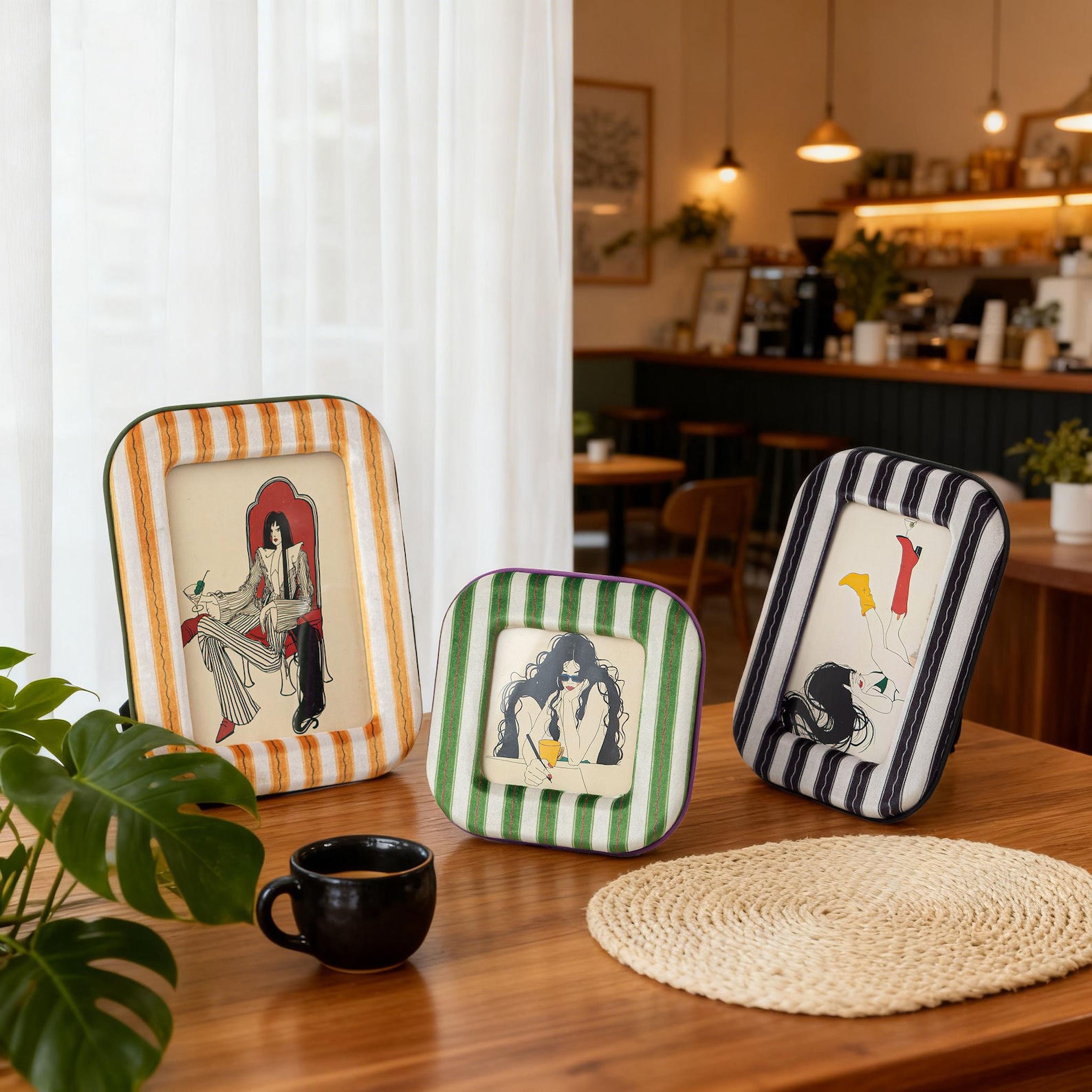 Velvet Picture Frame – 3 Set Subtle Watercolor Stripe Frames ...