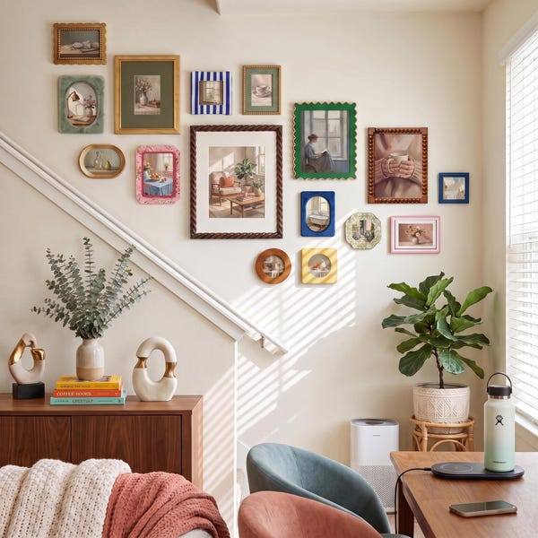 Eclectic Gallery Wall Picture Frame Set, Mix & Match Photo Frames for Wall Collage, Boho Funky Wall Art Frames Set for Home Decor