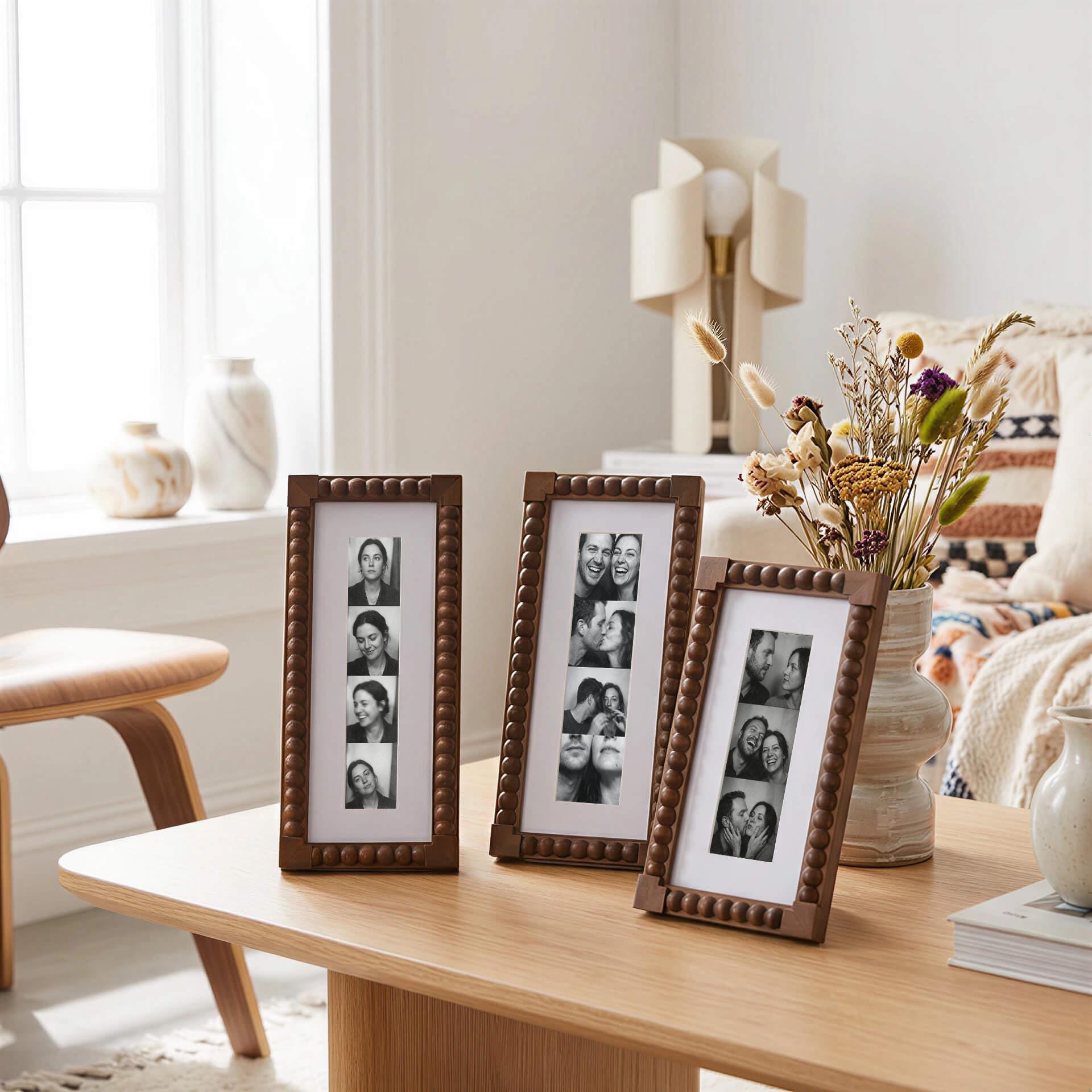 Vintage Beaded Wood Photo Booth Frame 2x6