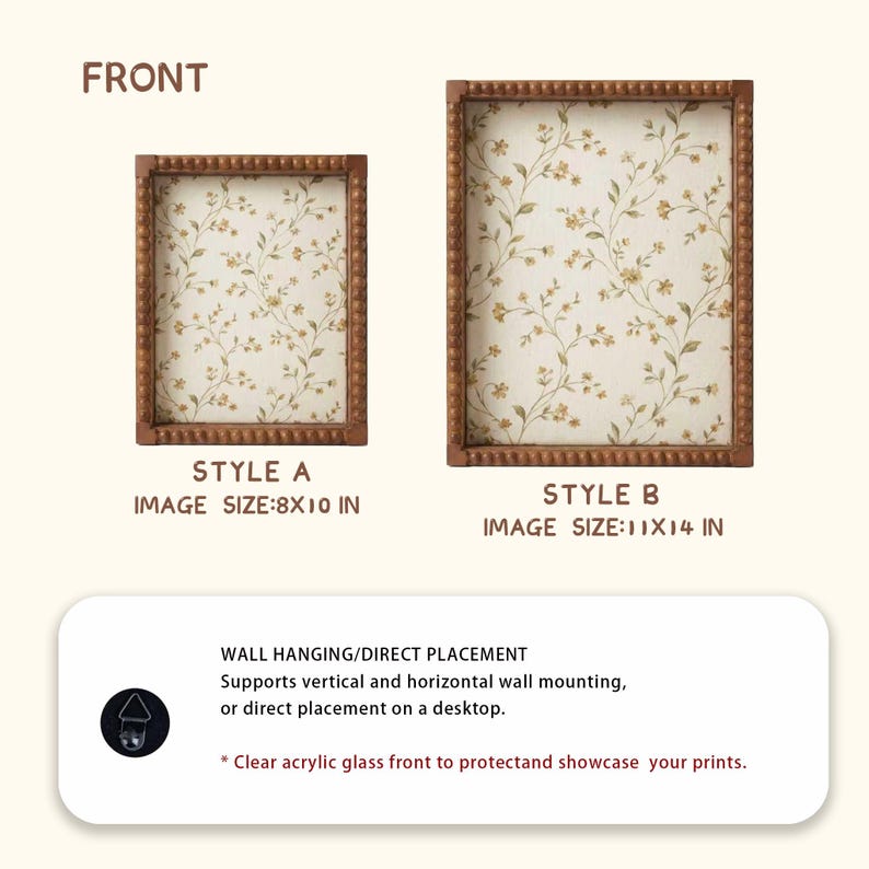Pinboard Box Frame Brown Beaded Shadow Box Frame With Pin Board, 11x14/8x10 Pinboard ...