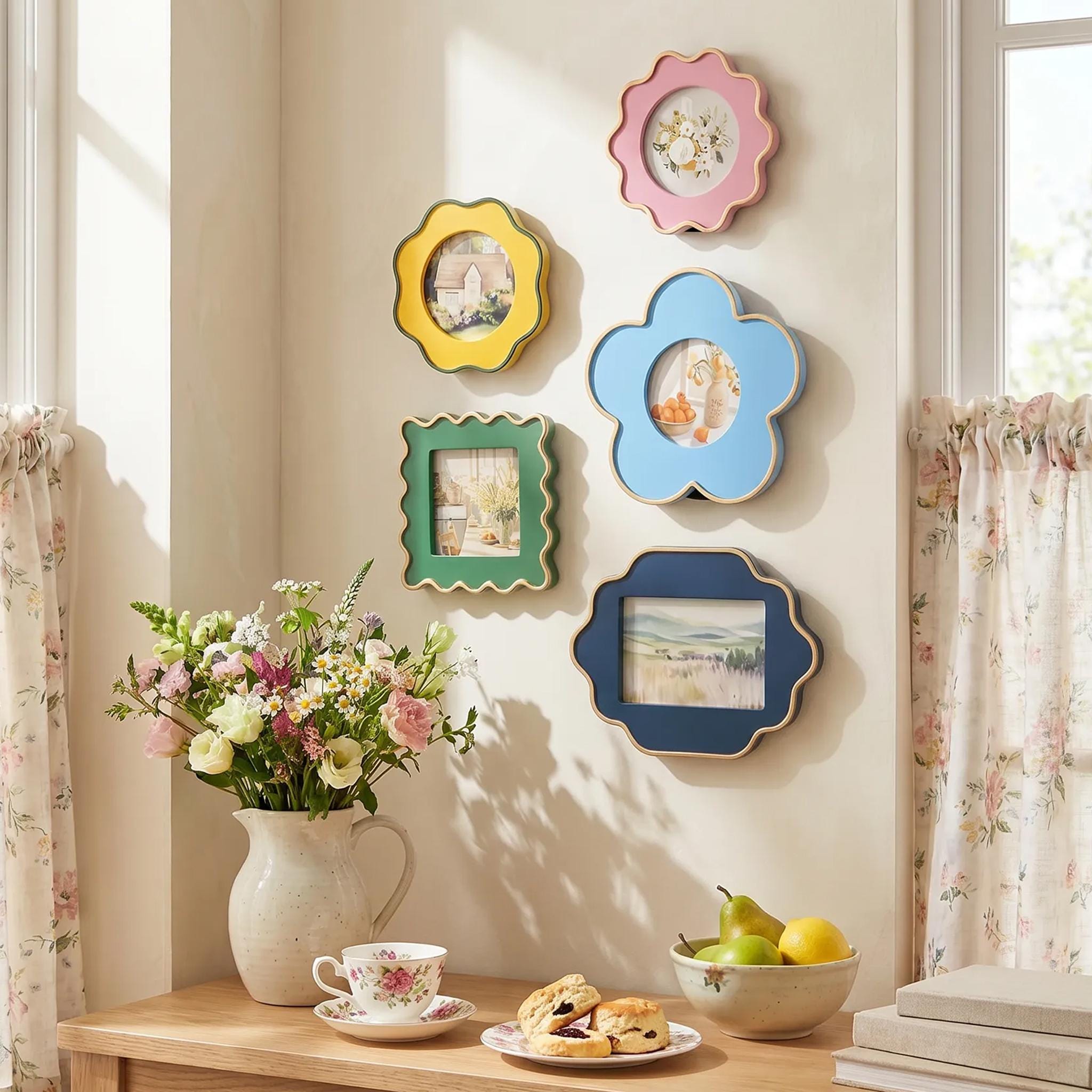 Colorful Photo Frame – Modern Wavy Frames Pink Yellow Blue Green