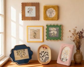 Gallery Wall Frames – 7 Styles Retro Inspired Mixed Wood Colorful Picture Frames,Wall Art Set for Bedroom Living Room Decration Frame