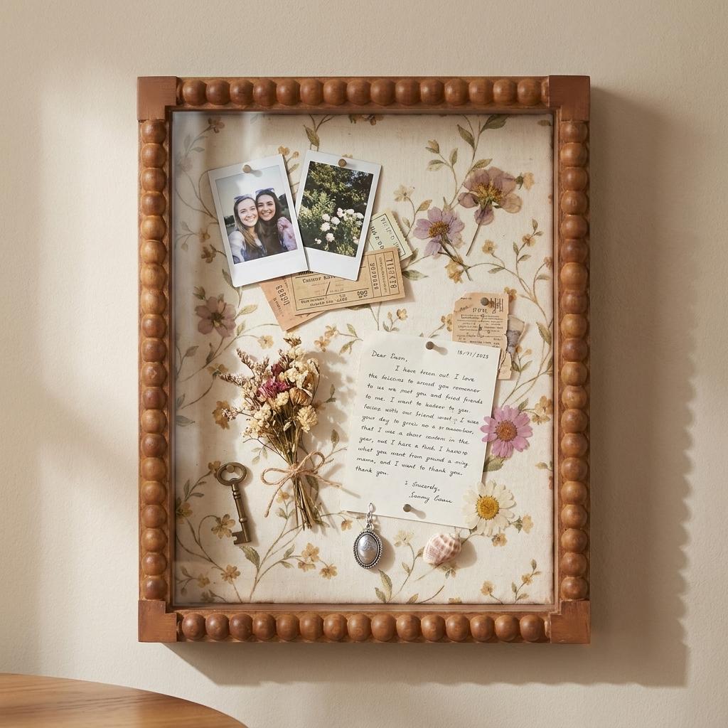 Pinboard Box Frame Brown Beaded Shadow Box Frame With Pin Board, 11x14/8x10 Pinboard ...