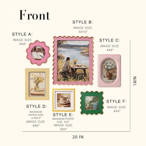 Scalloped Picture Frame Set, Colorful Wavy Gallery Wall Phoro Frames, Danish Pastel Wall Decor, Boho Preppy Maximalist Decor, Gift for Her image 3