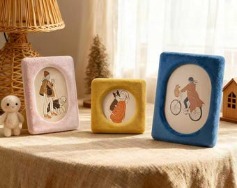 Soft Velvet Picture Frame – Plush Pastel Photo Frames for Tabletop or Wall, Modern Minimal Gift, Individual or 3-Piece Collection