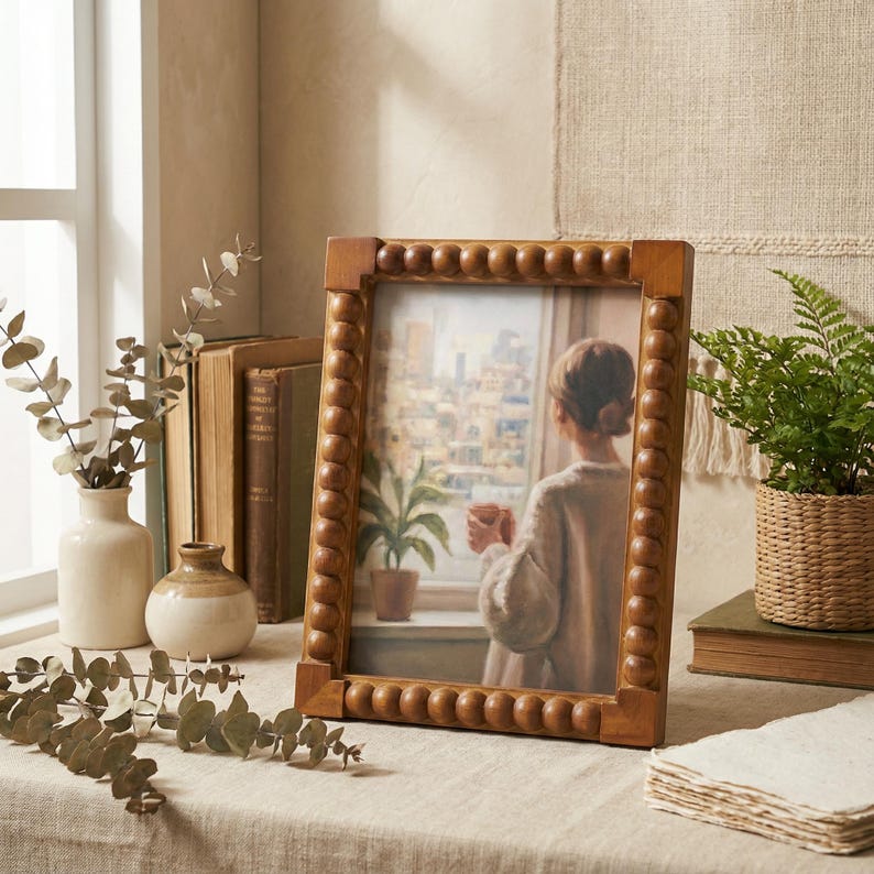 Vintage vågiga tavelramar för väggdekorationer, blandade väggkonstramar, bohemiska collagefotoramar för heminredning, unik inflyttningspresent Style D