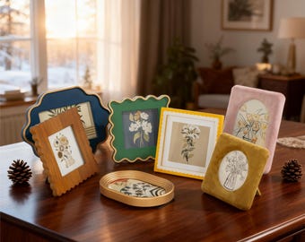 Vintage fotolijstenset voor aan de muur – Retro geïnspireerde fotolijsten voor op tafel en aan de muur, wanddecoratieset voor slaapkamer en woonkamer.