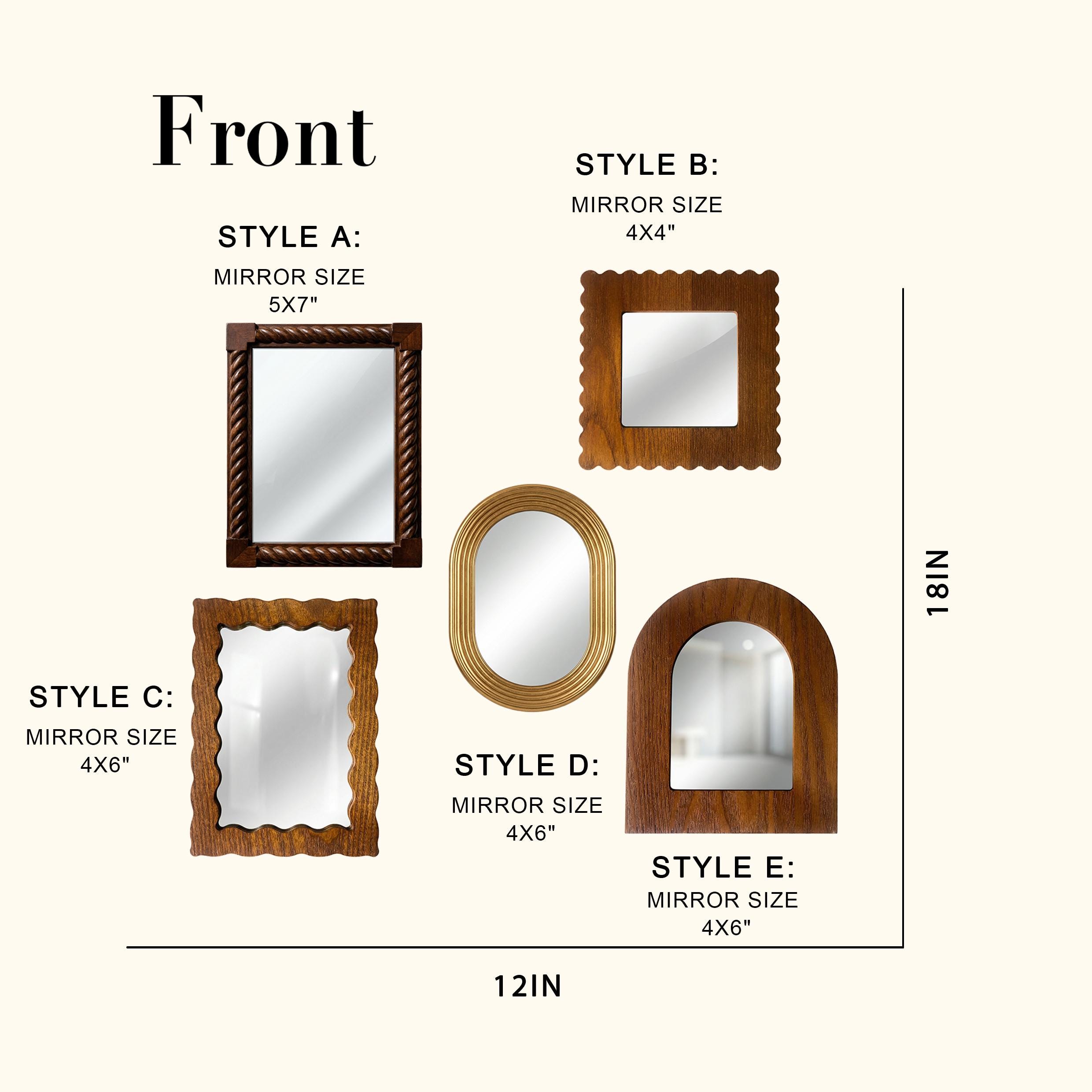 Boho Wooden Wall Mirror Set, Vintage Accent Mirror (5x7, 4x6, 4x4) for ...
