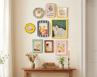 Eclectic Vintage Gallery Wall Frame– 9 Pcs Mix Decorative Frames , Home Decor Gift, Tabletop or Wall Display （4x4 4x6 4x7 8x10）
