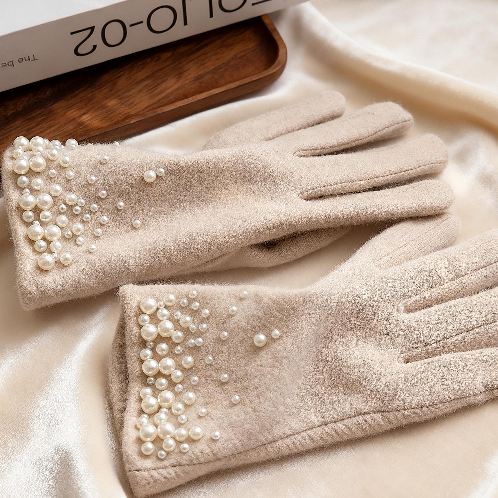 Laspi Kleine Glöckchen/weiße Bündchen Dekor Weihnachtsmann Handschuhe Winter Vollfinger Fäustlinge Verdickte Warme Weihnachtshandschuhe Für Freundin Winterhandschuhe Damen Winterhandschuhe Herren