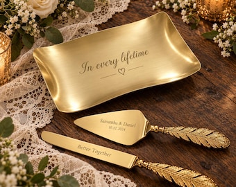 Personalised Engraved 304 Stainless Steel Rectangular Serving Plate, Gold or Silver Wedding Party Tableware