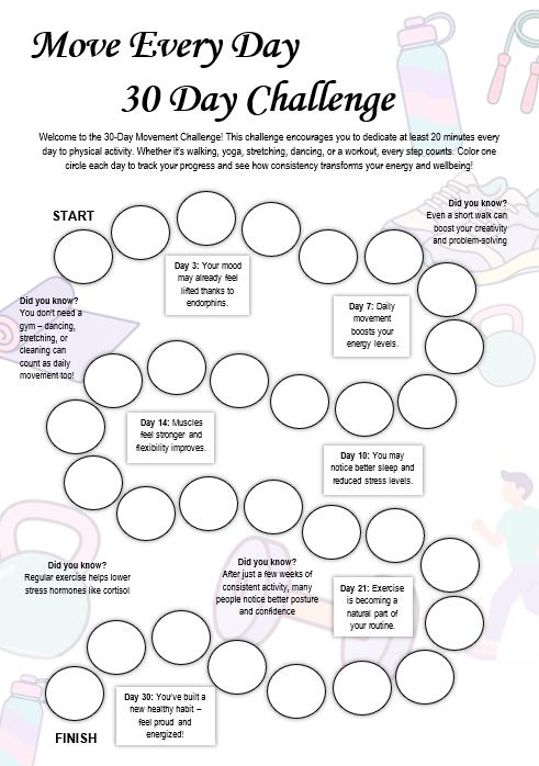 30 Day Fitness Challenge Printable: Habit Tracker, Exercise Path ...