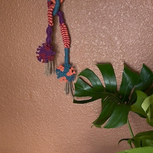 Colorful Macrame Wall Hanging: Boho Fiber Art with Wooden Ring