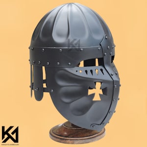 Fantasy Crusader SCA Helmet – Battle-Ready Medieval Armor | LARP, Reenactment, Cosplay Gear 16G