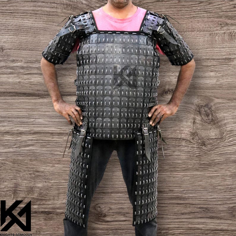 Blackened Lamellar Armor With U-shape Plate – Medieval Steel Chest ...