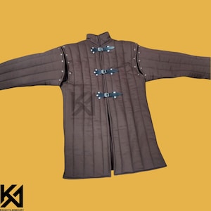 Medieval Padded Gambeson Jacket - Dark Brown | Long Sleeve, Thick Padded Coat for LARP, SCA, HEMA & Reenactment