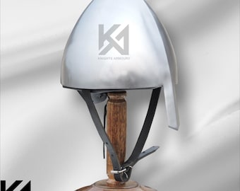 Casco nasal normando – Casco de combate vikingo y cruzado (acero dulce calibre 12) SCA LARP Recreación Buhurt HMB Armadura lista para la batalla
