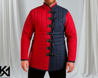 Red & Black Dual Color Medieval Gambeson – Cotton Padded Armor Jacket for LARP, Historical Reenactment, Cosplay and  Renaissance Fairs
