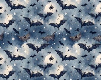 Halloween Bat Pattern Pure Cotton Fabric-By 1/2 Yard-55inches Wide-Soft Cotton Fabic