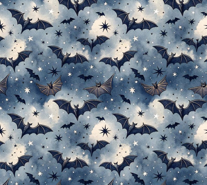 Halloween Bat Pattern Pure Cotton Fabric-by 1/2 Yard-55inches Wide-soft ...