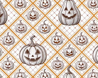 HalloweenPumpkin Pattern Pure Cotton Fabric-By 1/2 Yard-55inches Wide-Soft Cotton Fabic