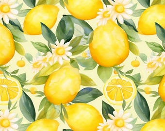 Floral Gelb Zitrone Muster aus reiner Baumwolle Stoff-Durch 1/2 Yard-55inches breit