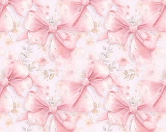 Retro Pink Bow Flower Pattern Pure Cotton Fabric-By 1/2 Yard-55inches Wide-Soft Cotton Fabic