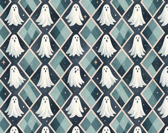 Halloween Ghost Pattern Pure Cotton Fabric-By 1/2 Yard-55inches Wide-Soft Cotton Fabic