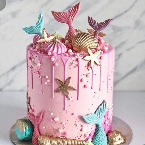 18 Mermaid Tail Fondant Cake Topper Edible Girl Birthday Etsy