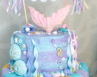 56 Edible Under The Sea Mermaid Tail Fondant Cake Topper Kit Etsy