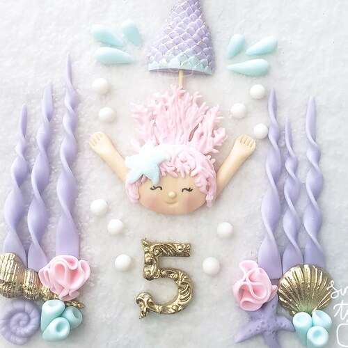1 Set Swimming Mermaid Edible Fondant Cake Topper Girl Etsy