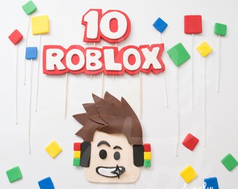 Roblox game edible cake topper, cake decoration, boy birthday, gamer, fondant topper