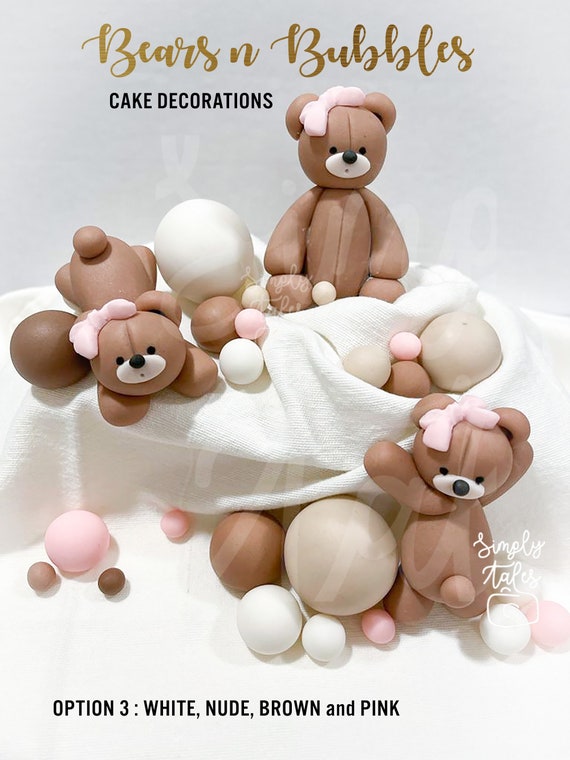 3 mini edible Bear cake decoration fondant topper and 90 - Etsy 日本