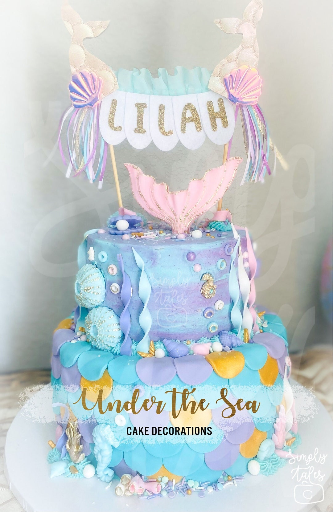 56 Edible Under the Sea Mermaid Tail Fondant Cake Topper Kit ...