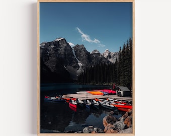Moraine Lake Canoe Print: Banff National Park Travel Photography (Digital Download