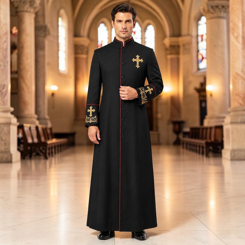 Roman Catholic Priest Cassock Robe | Black Clergy Vestment ...