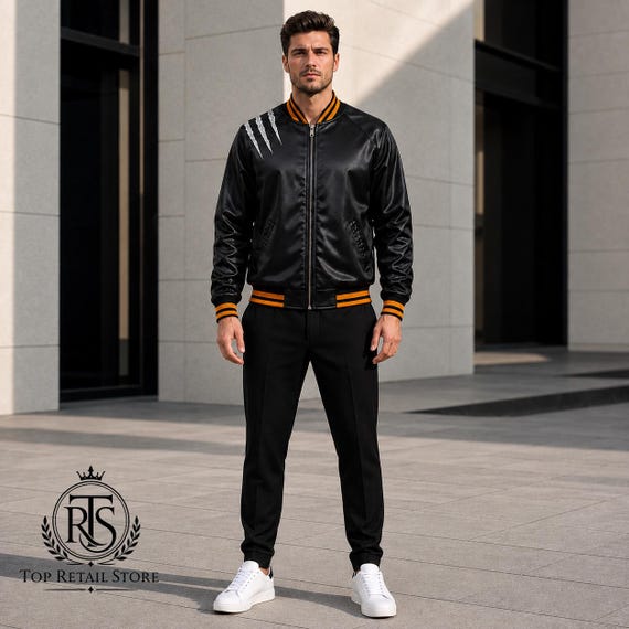 Men's Tiger Sukajan Jacket, Black Japanese Souvenir Bomber