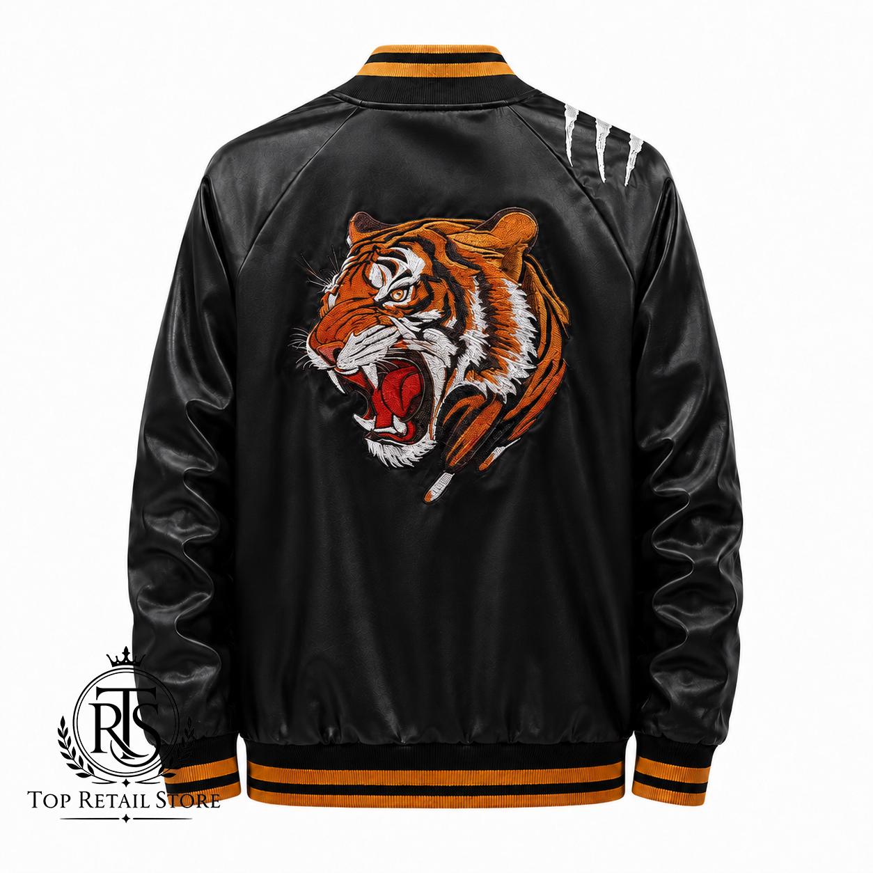 ジャケット・アウター kota gushiken Lame tiger sukajan with AI Men's Tiger Sukajan Jacket, Black Japanese Souvenir Bomber