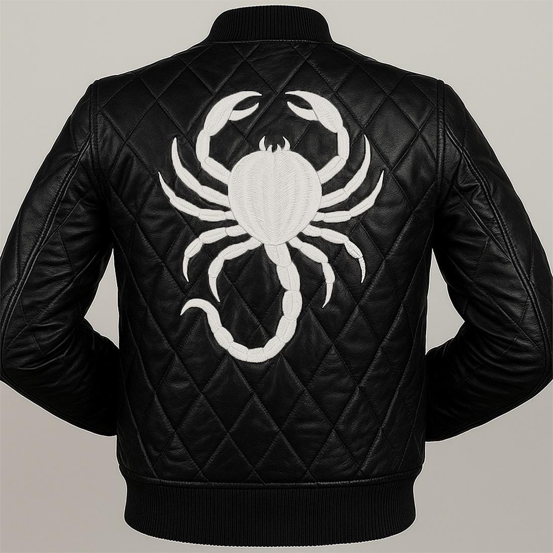 Black Leather Scorpion Jacket, Men's Quilted Gothic Outfit, Spooky