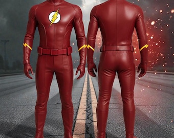 Superhjälte-cosplaydräkt, röd läderdräkt för superhjältar | handgjord jumpsuit | Vigilante Speed-outfit | Comic-Con-body