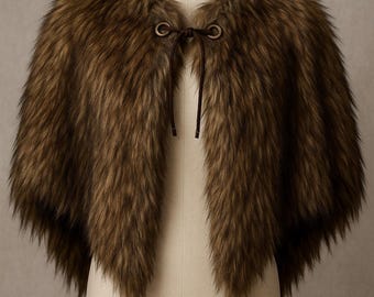 トナカイ皮マント | バイキングマント | ブラウン ラージ XXL