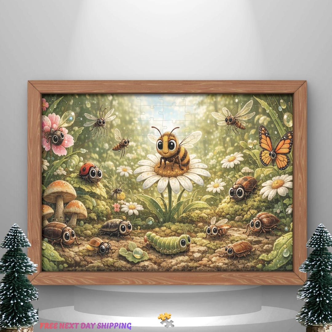 Cute Insect Garden Puzzle for Kids, Bee Butterfly Ladybug Nature Jigsaw ...