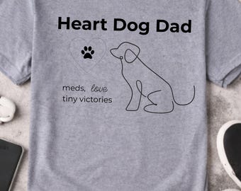Camiseta "Papá Perro Corazón" - Camiseta minimalista gris y tranquila para papás de perros de Heart Warriors - Camiseta para cuidadores de mascotas para hombre