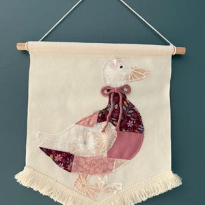Patchwork Goose wall hanging, canvas art, Nursery goose decor
