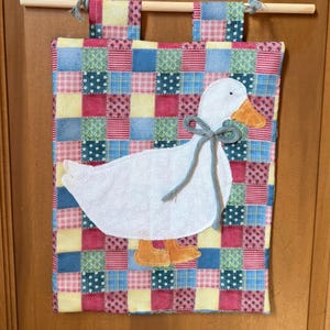 Patchwork Goose Nursery Wall Decor, Cottagecore Home Accent, Bedroom Wall Hanging