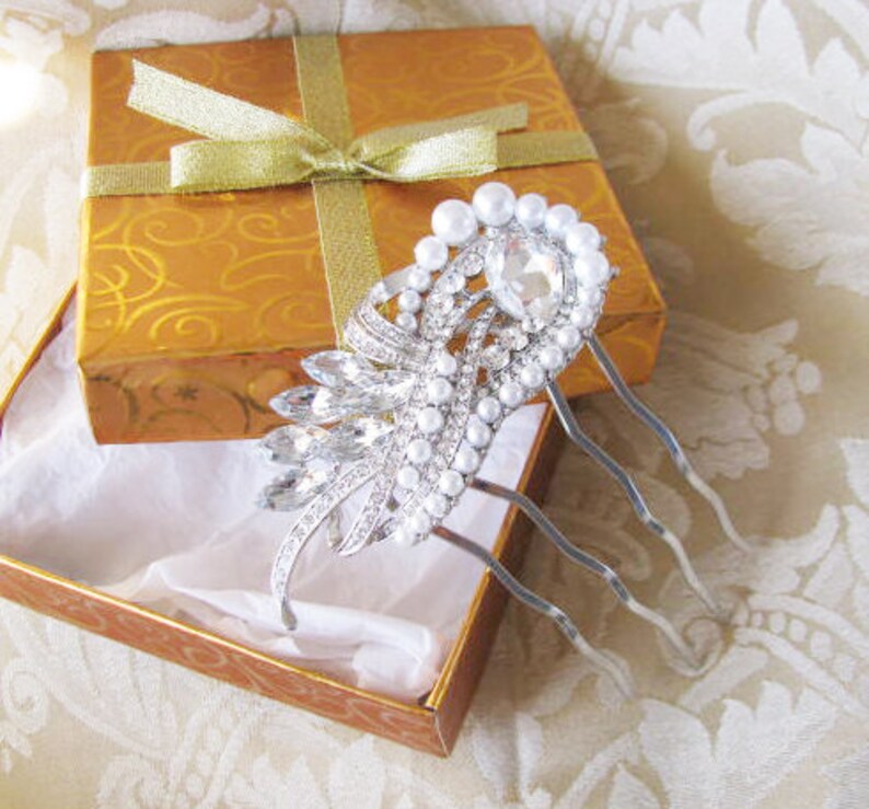 Bridal Hair Comb Wedding Jewelry Wedding Hair Comb Pearl Crystal Rhinestone Hair Comb Bridal Pageant Jewelry