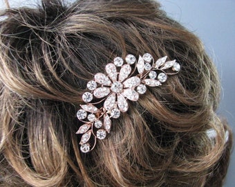 Rose Gold Hair Accessories, Hair Jewelry, bridal hair comb, wedding hair comb, crystal hair comb, rhinestone hair comb, bridal pearl comb