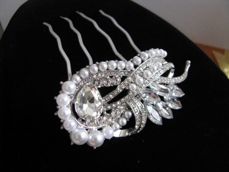 Bridal Hair Comb Wedding Jewelry Wedding Hair Comb  Pearl  Crystal Rhinestone Hair Comb  Bridal Pageant Jewelry