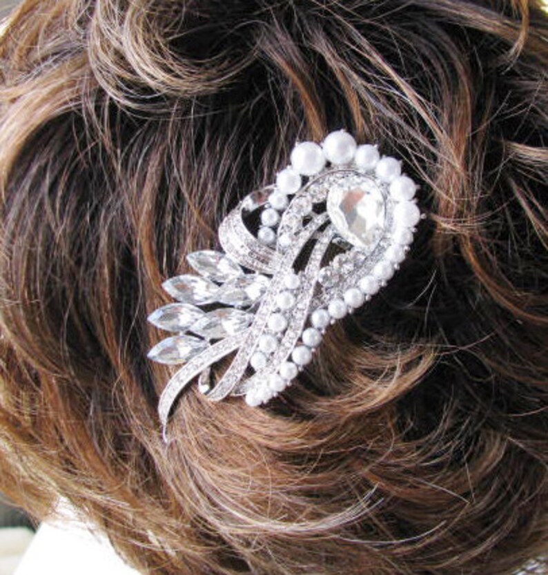 Bridal Hair Comb Wedding Jewelry Wedding Hair Comb Pearl Crystal Rhinestone Hair Comb Bridal Pageant Jewelry